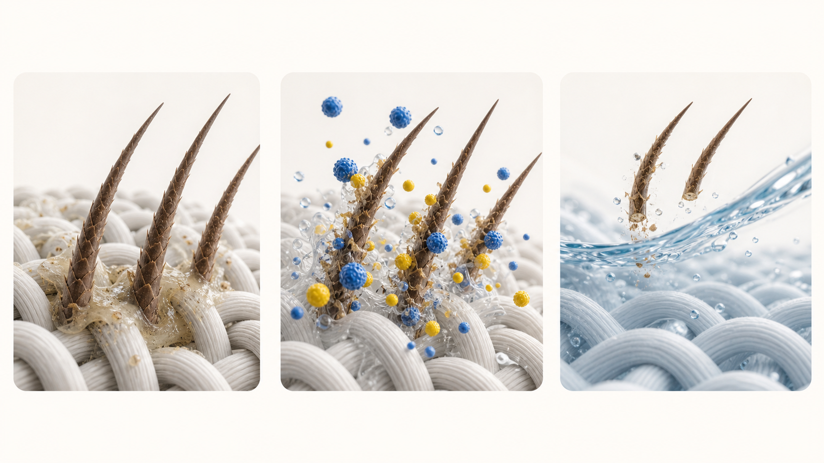 GoodPaw WashOut science visual showing enzymes breaking down pet hair buildup
